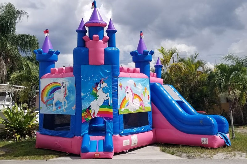 WJ112 Unicorn Inflatable Combo Bounce House Castle Slide