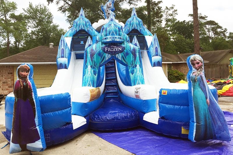 WS070 Frozen Double Lane Inflatable Water Dry Slide