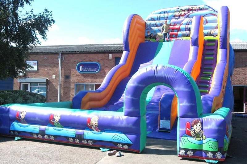 DS038 Rollercoaster 23Ft Tall platform Inflatable Dry Slide with Barrier