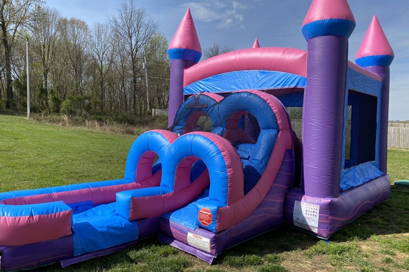 WB066 Pink Purple Inflatable Castle Wet Combo Bounce Slide