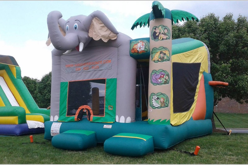 WJ127 Jungle 5-in-1 Elephant Inflatable Combo Bounce Slide