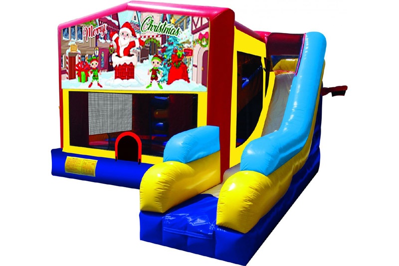 WB075 Christmas 7 in 1 Inflatable Combo Bounce Castle Slide