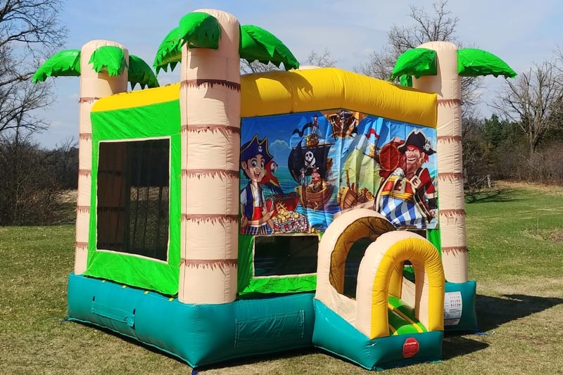 WB084 Beach Palm Tree Pirate Castle Bounce House