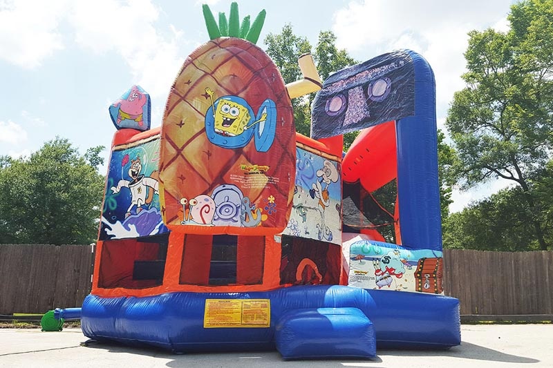 WB041 Sponge Bob 5 In 1 Inflatable Combo Bounce House Jumping Slide