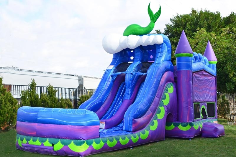 WB055 Mermaid Dual Lane Inflatable Wet Combo with Pool Bouncer Slide