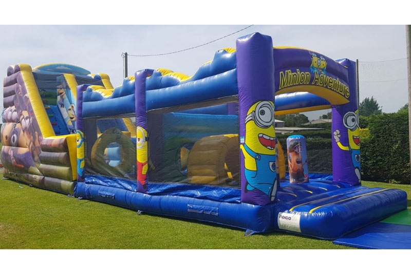 WB096 60ft Minion Inflatable Obstacle Course Bounce Castle Slide