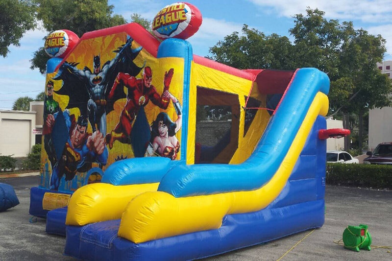WB086 Superheroes 7 in 1 Justice League Inflatable Bounce Combo Slide