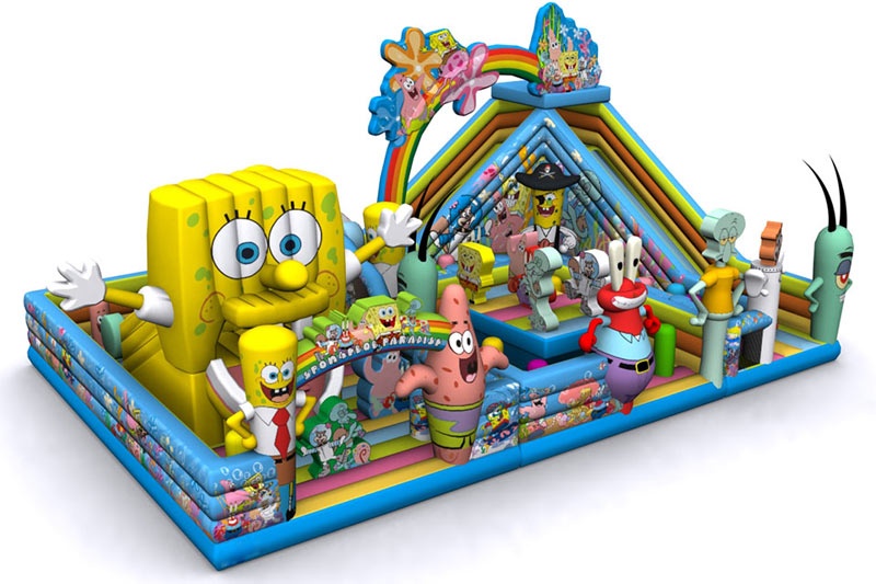 WB098 Spongebob Park Fun City Inflatable Bouncy Castle Slide