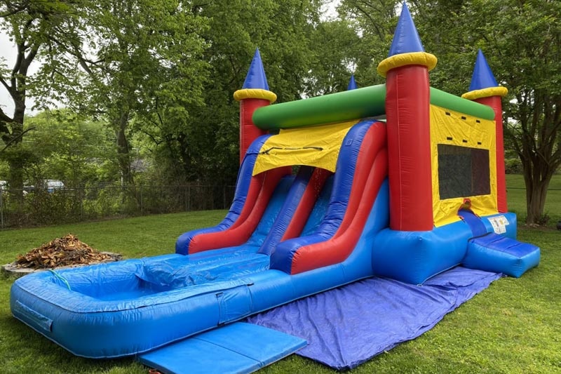 WB103 Dual Lane Inflatable Wet Combo with Pool Bouncer Slide