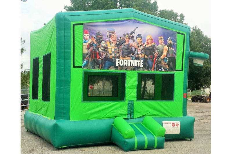 WB111 Fortnite 2in1 Castle Inflatable Bounce House Moonwalk Hoops