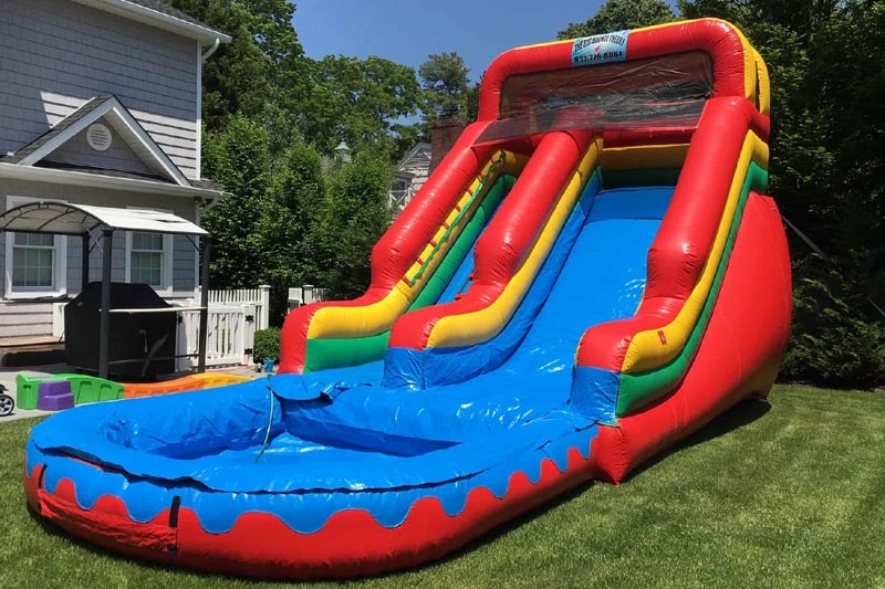 WS104 24FT Single Lane Tropical Inflatable Water Slide with Pool