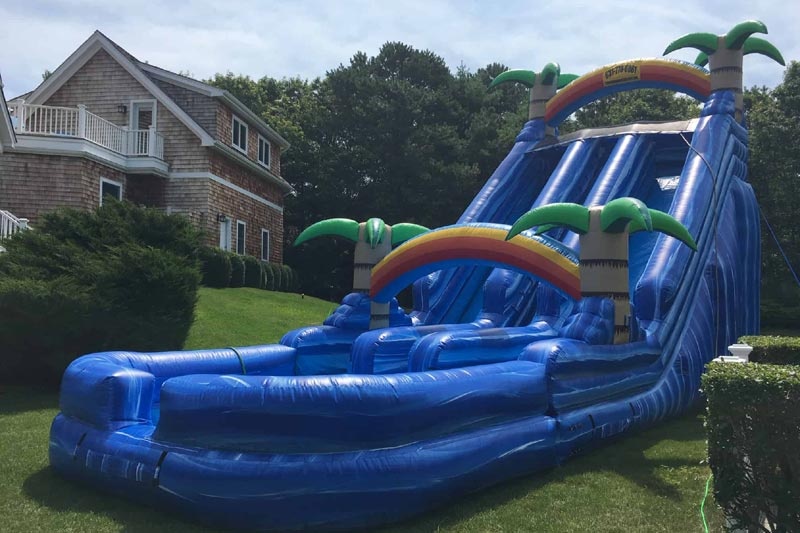 WS107 24ft Tropical Double Lane Inflatable Water Slide with Pool