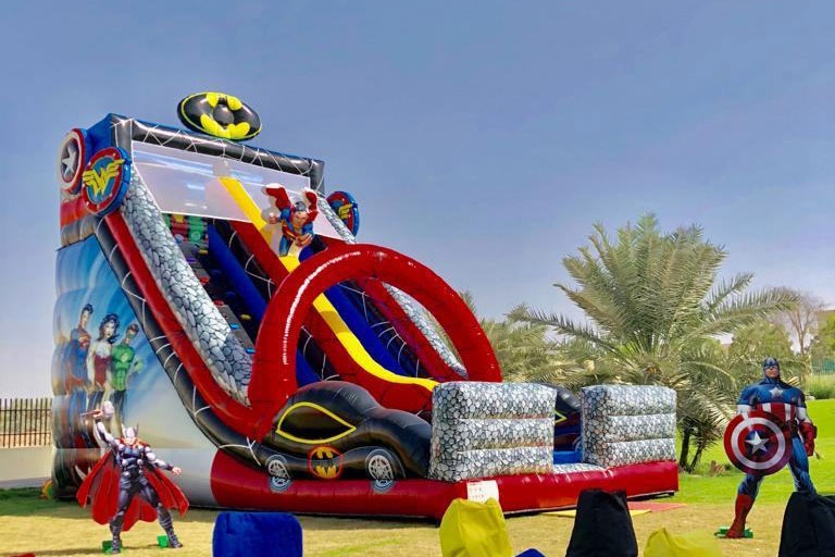DS066 28FT Super Hero Slide Inflatable Dry Slide