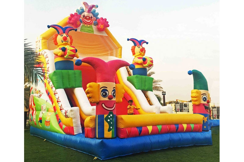 DS069 28FT Carnival Circus Clown Theme Inflatable Dry Slide