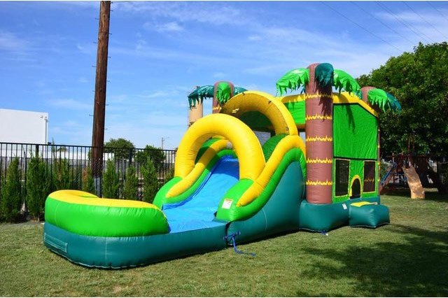 WB147 Aloha Tropical Inflatable Wet Combo Bouncer Slide