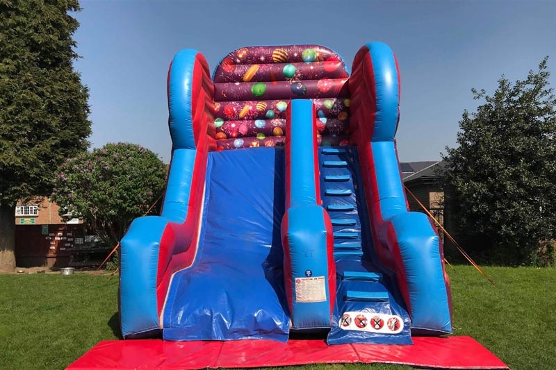 DS073 18FT Party Themed Blue Red Inflatable Mega Slide