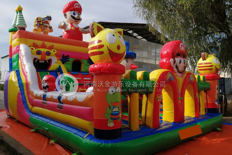 Factory Wholesale Super Mario inflatable bouncy castle combo slideombos