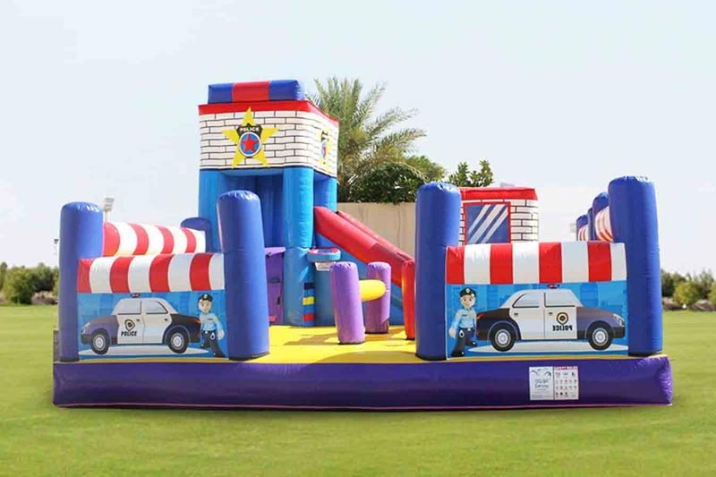 WB163 Police Station Inflatale Combo Bounce Slide