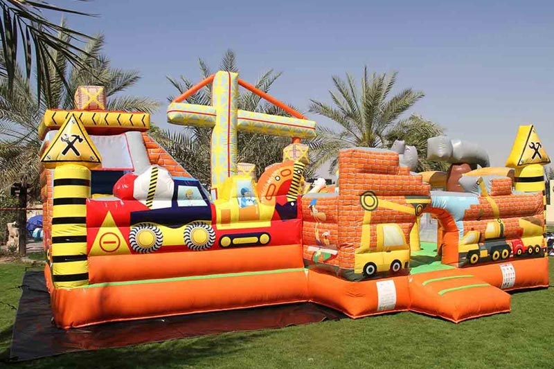 WB171 Construction Zone Park Fun City Inflatable Castle with Slide