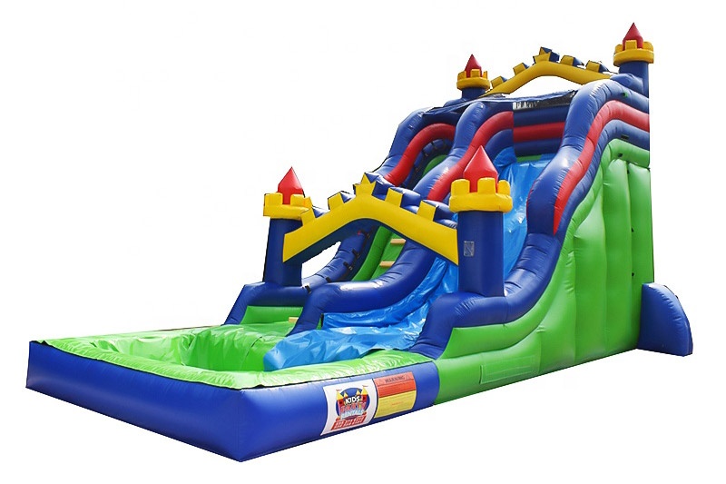 WS128 16.4ft tall inflatable water slide with pool