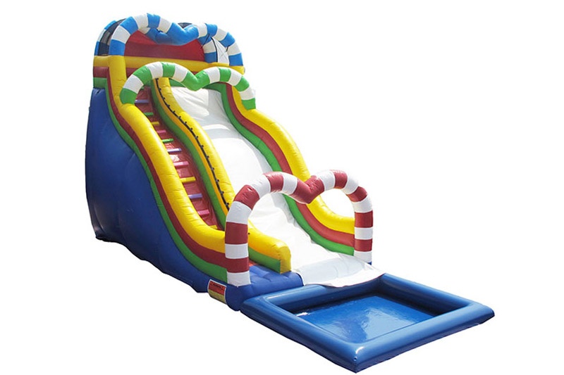 WS131 Rainbow inflatable water slide with pool for kids