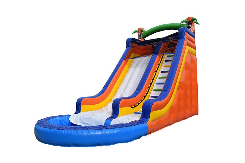 WS132 Colorful palm tree inflatable water slide with pool