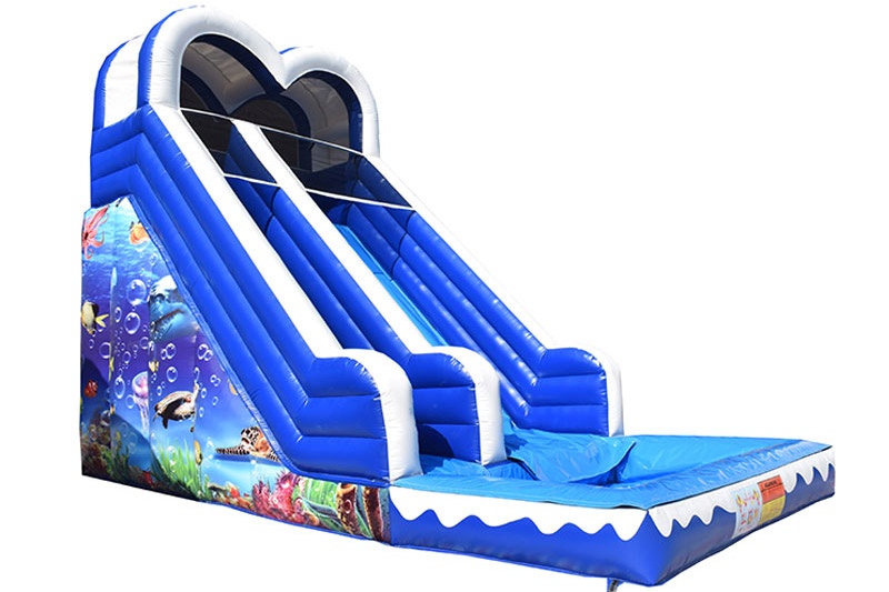 WS133 Big blue sea Inflatable water slide with pool