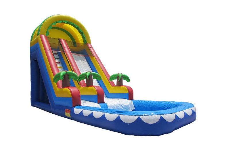 WS009 Outdoor inflatable palm tree water slide with pool