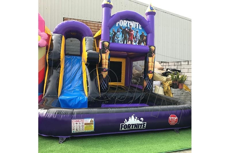 WJ161 Fortnite Inflatable Bounce Combo with Pool Wet Slide