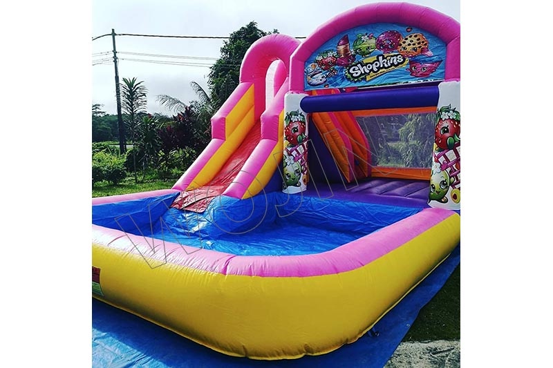 WJ164 Shopkins Inflatable Wet Combo with Pool Bounce Slide