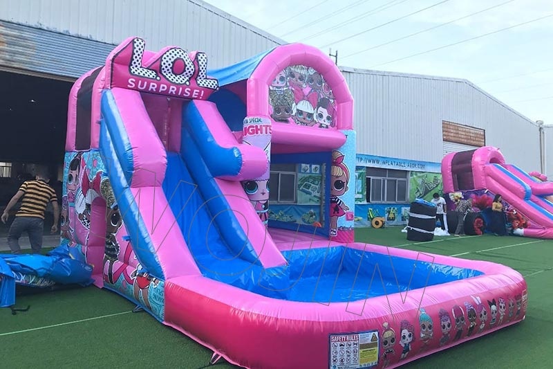 WJ165 LOL Surprise Girls Inflatable Wet Combo with Pool Bounce Slide