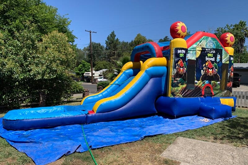 WB187 Angry Bird Inflatable Wet Combo Water Slide with Pool