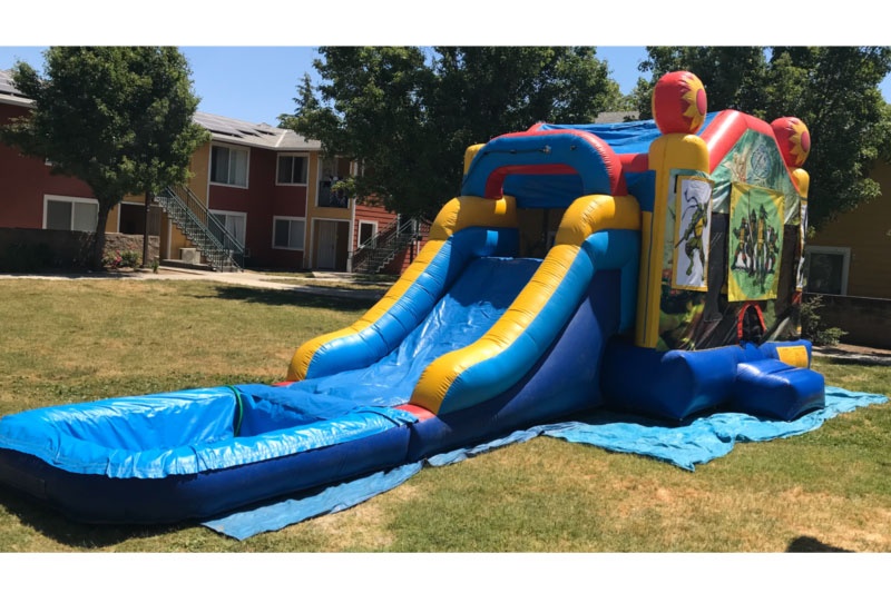 WB189 Ninja Turtle Inflatable Wet Combo Water Slide with Pool