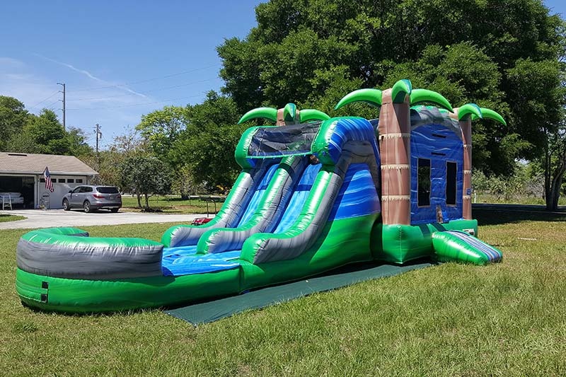 WB194 Tropical Blue Crush Inflatable Wet Combo Water Slide with Pool
