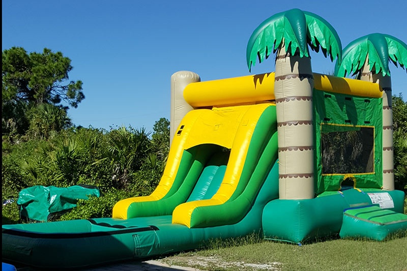 WJ173 Tropical Palm Tree Slide and Jump Wet/Dry Combo