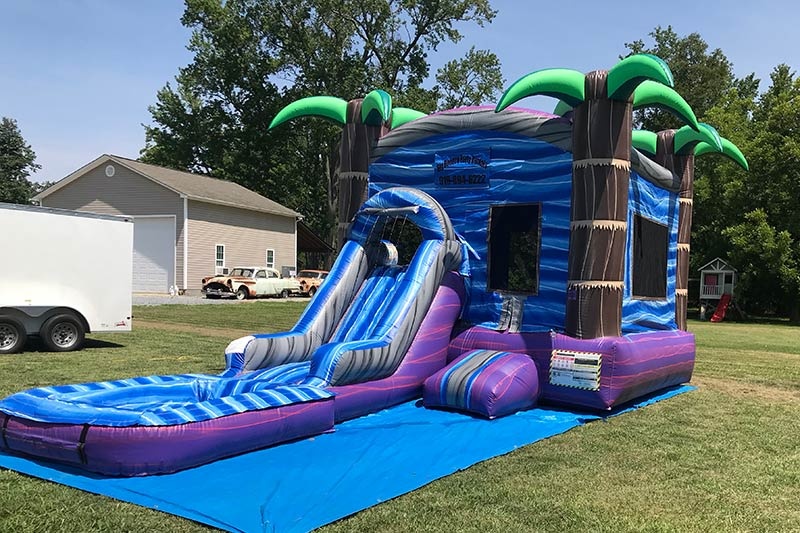 WJ177 Purple Crush Inflatable Bouncer Combo Water Slide with Pool