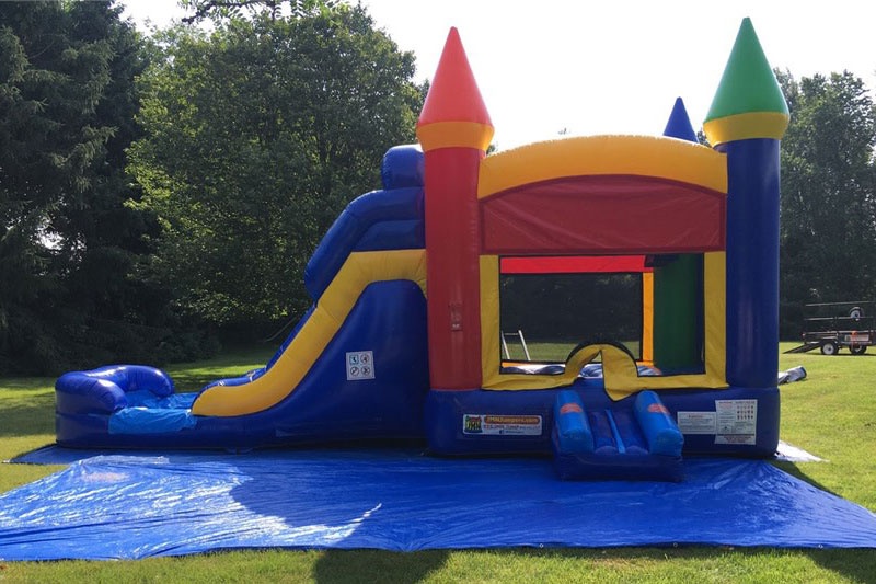 WJ189 Rainbow Inflatable Wet Combo Bouncer Slide Pool