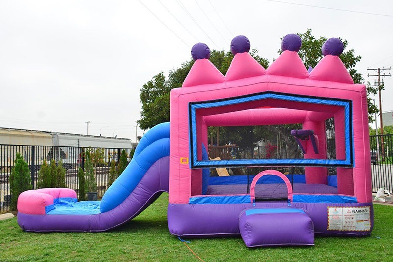 WJ184 Princess Tiara Inflatale Wet Combo Bouncer Slide