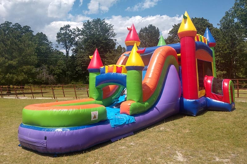 WJ185 Rainbow Inflatable Bounce Combo with Pool Wet Slide