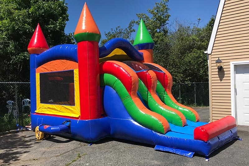 WJ188 Kids Rainbow Castle Inflatabale Combo Bounce Dry Slide