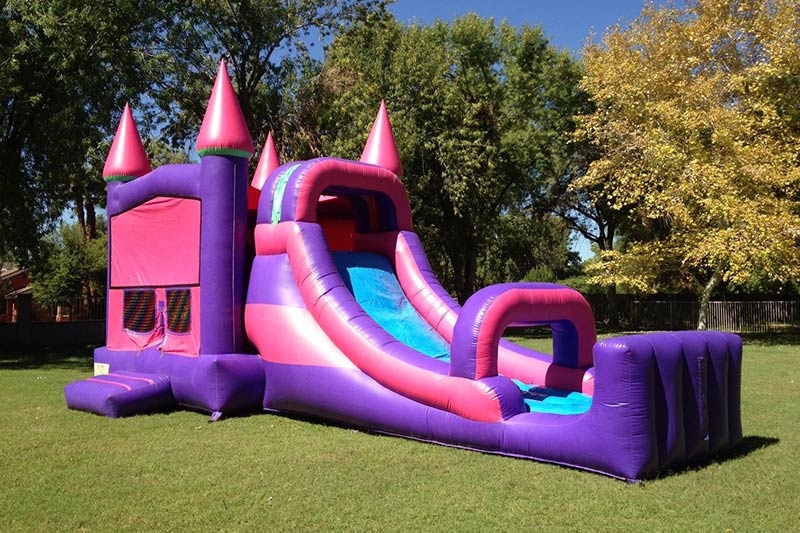WB217 Pink Castle Combo Inflatable Bounce House with Slide