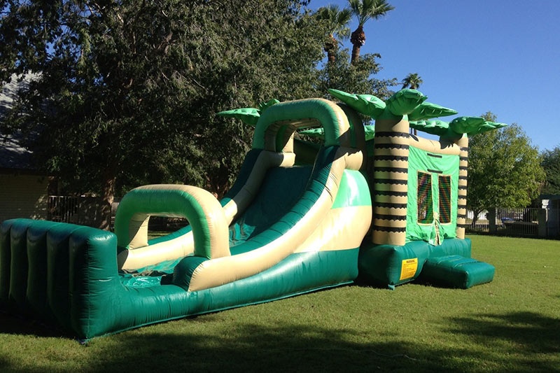 WB218 Tropical Castle Combo Inflatable Bounce House with Slide