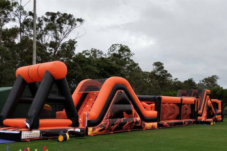 OC094 89ft Firestorm Inflatable Obstacle Course & Slides