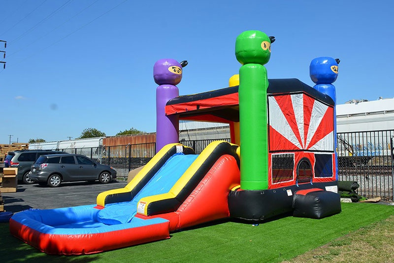 WB225 Ninja Warrior Inflatable Bounce Combo with Pool Slide