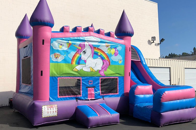 WJ138 5 in 1 Unicorn bounce combo inflatable bouncy castle slide