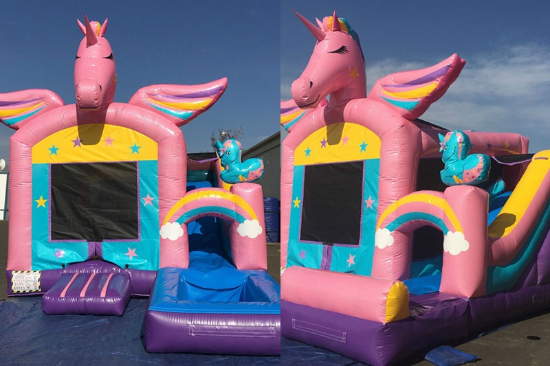 WB242 Unicorn Inflatable Wet Dry Combo Bouncer Slide