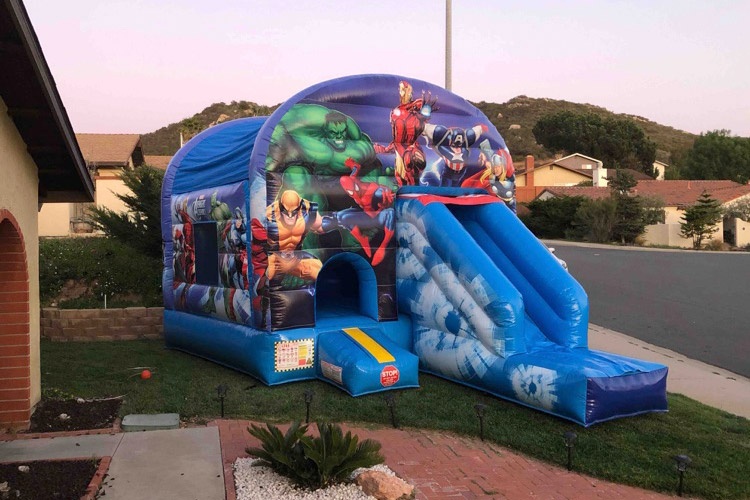 WB245 Marvel Heros Combo Dry Inflatable Bouncer Slide