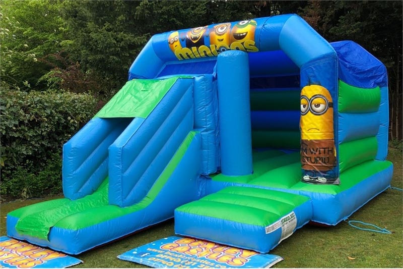 WB280 Minions Blue Bounce House Inflatable Jumping Castle with Slide