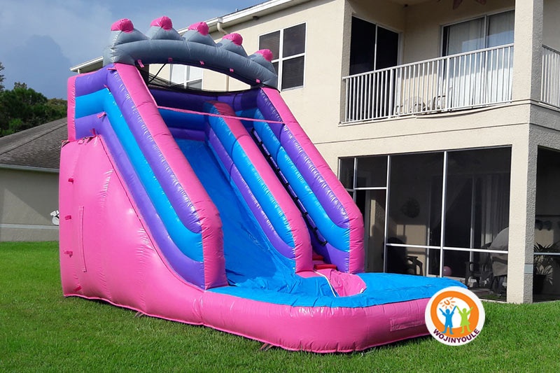 WS162 16FT Pink Princess Crown Inflatable Water Slide