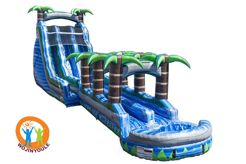 WS193 22Ft Blue Crush Inflatable Water Slide Double Lane with Slip Pool